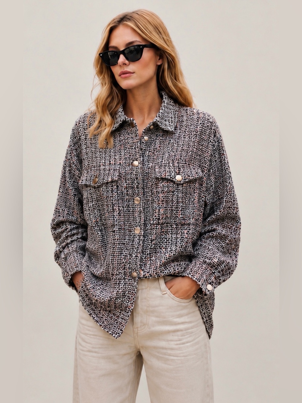 Paris Tweed Shacket Oversized Chic Jacket Small Oversized